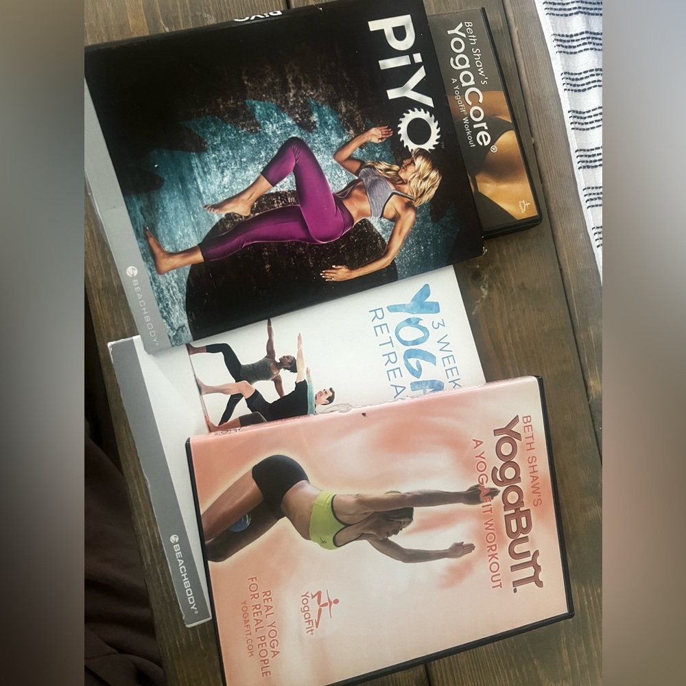 Set of Beach Body Yoga, PiYO, and Beth Shaw Workout DVDs